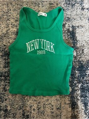 Terranova Green 'New York 1989' Ribbed Tank Top